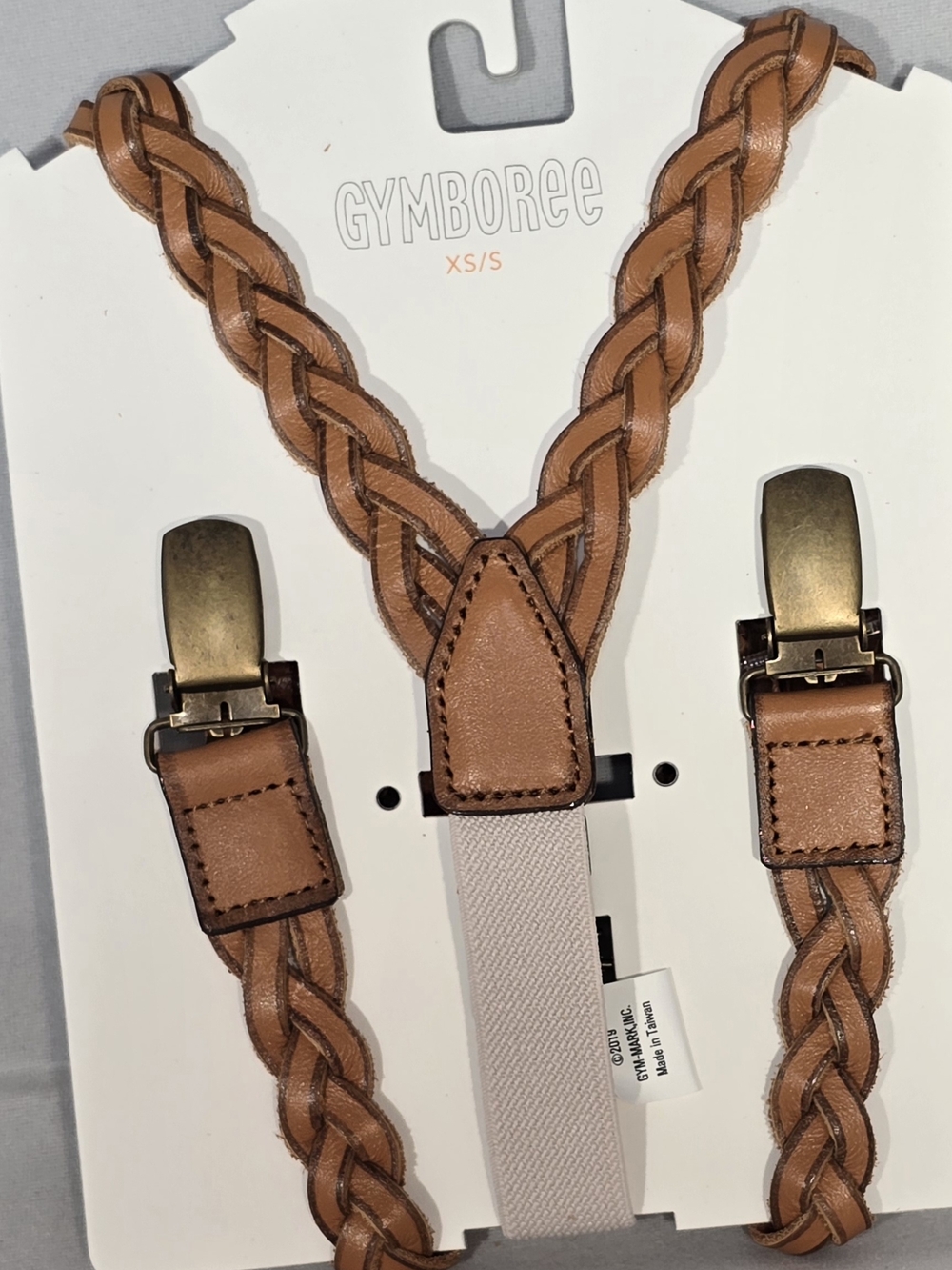 Gymboree Braided Tan Leather-Style Boys' Suspenders